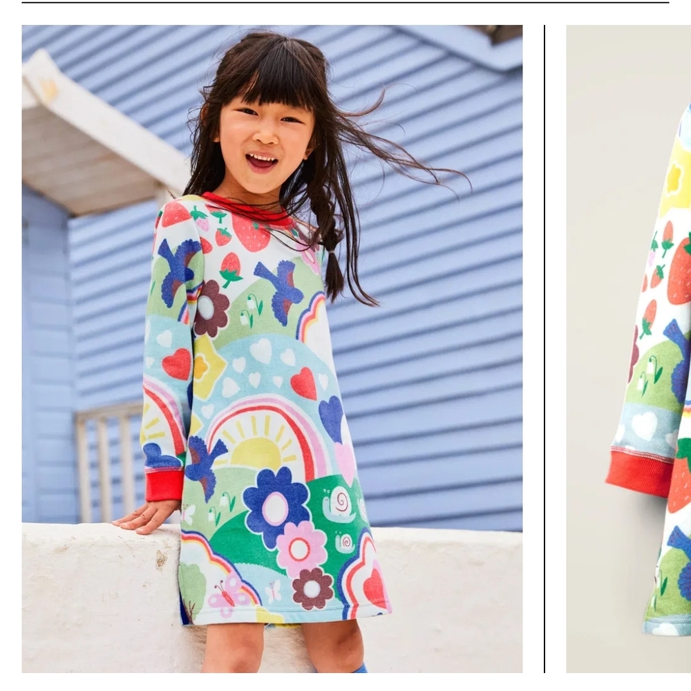 Mini Boden 3/4Y Colorful Rainbow Patterned Dress